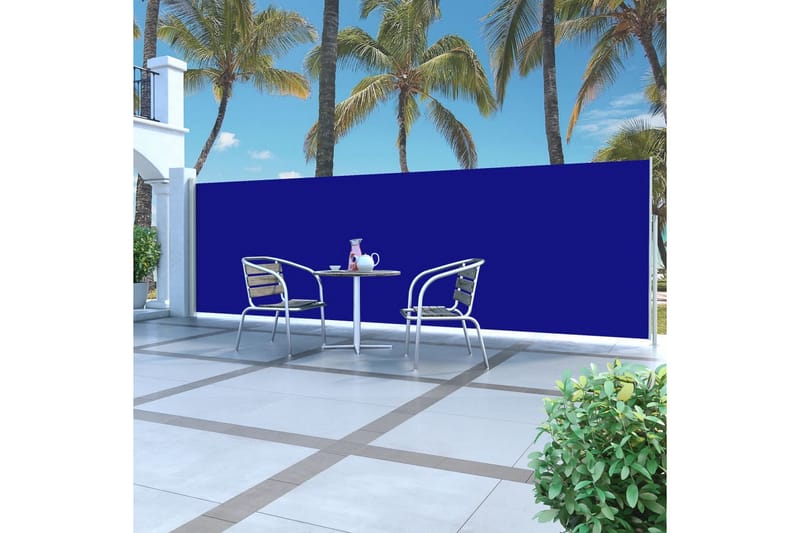 Sammenrullelig Sidemarkise 160 X 500 Cm Blå - Blå - Havemøbler - Solafskærmning - Markiser - Balkonmarkise