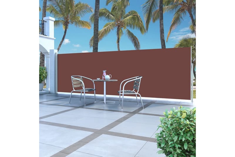 Sammenrullelig Sidemarkise 160 X 500 Cm Brun - Brun - Havemøbler - Solafskærmning - Markiser - Balkonmarkise