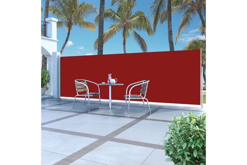Sammenrullelig Sidemarkise 160 X 500 Cm Rød - Rød - Havemøbler - Solafskærmning - Markiser - Balkonmarkise