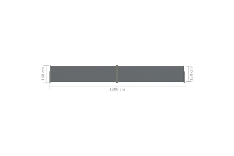 sammenrullelig sidemarkise 160x1200 cm antracitgrå - Antracit - Balkonmarkise - Markiser - Sidemarkise - Altanafskærmning