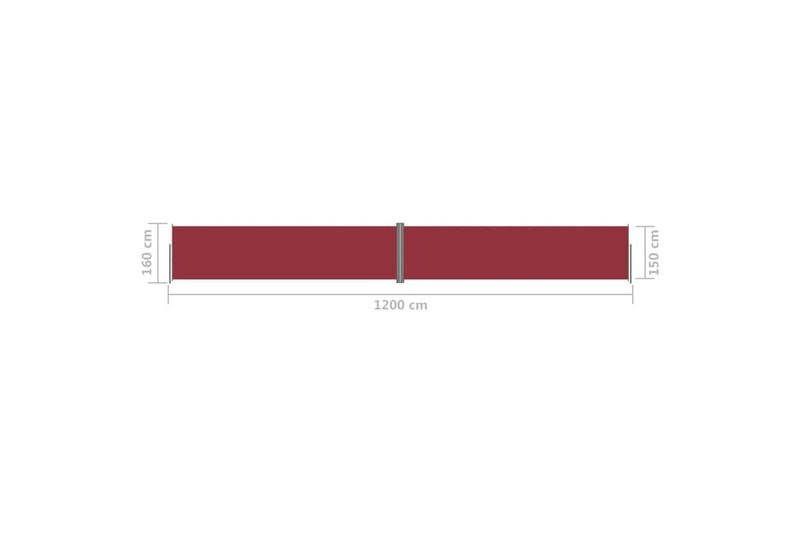 sammenrullelig sidemarkise 160x1200 cm rød - Rød - Havemøbler - Solafskærmning - Markiser - Balkonmarkise