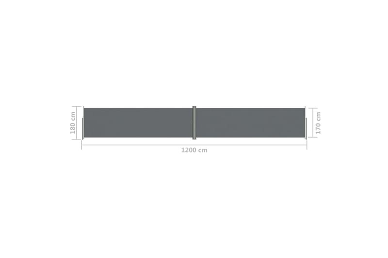 sammenrullelig sidemarkise 180x1200 cm antracitgrå - Antracit - Balkonmarkise - Markiser - Sidemarkise - Altanafskærmning
