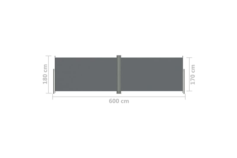 sammenrullelig sidemarkise 180x600 cm antracitgrå - Antracit - Havemøbler - Solafskærmning - Markiser - Balkonmarkise