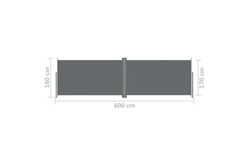 sammenrullelig sidemarkise 180x600 cm antracitgrå - Antracit - Balkonmarkise - Markiser - Sidemarkise - Altanafskærmning