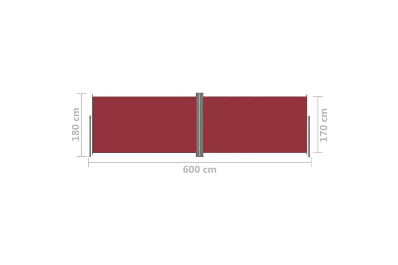 sammenrullelig sidemarkise 180x600 cm rød - Rød - Balkonmarkise - Markiser - Sidemarkise - Altanafskærmning