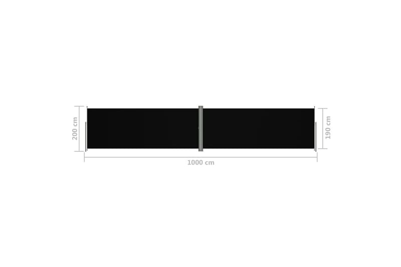 sammenrullelig sidemarkise 200x1000 cm sort - Sort - Balkonmarkise - Markiser - Sidemarkise - Altanafskærmning