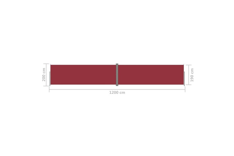 sammenrullelig sidemarkise 200x1200 cm rød - Rød - Balkonmarkise - Markiser - Sidemarkise - Altanafskærmning