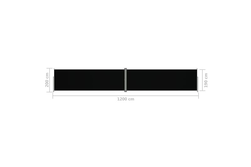 sammenrullelig sidemarkise 200x1200 cm sort - Sort - Balkonmarkise - Markiser - Sidemarkise - Altanafskærmning