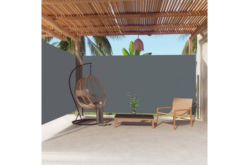 sammenrullelig sidemarkise 200x600 cm antracitgrå - Antracit - Havemøbler - Solafskærmning - Markiser - Balkonmarkise