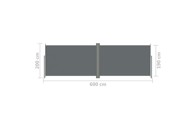 sammenrullelig sidemarkise 200x600 cm antracitgrå - Antracit - Havemøbler - Solafskærmning - Markiser - Balkonmarkise