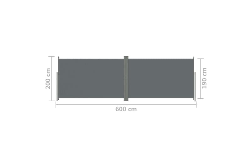 sammenrullelig sidemarkise 200x600 cm antracitgrå - Antracit - Balkonmarkise - Markiser - Sidemarkise - Altanafskærmning