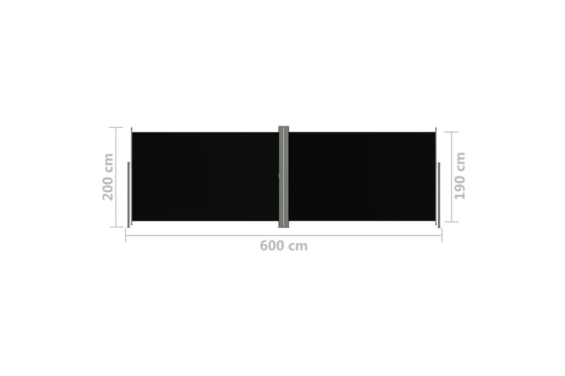 sammenrullelig sidemarkise 200x600 cm sort - Sort - Balkonmarkise - Markiser - Sidemarkise - Altanafskærmning