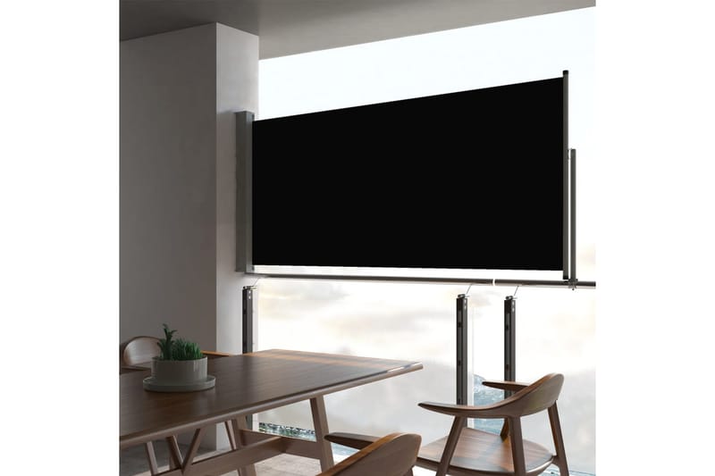 sammenrullelig sidemarkise 60 x 300 cm sort - Sort - Havemøbler - Solafskærmning - Markiser - Balkonmarkise