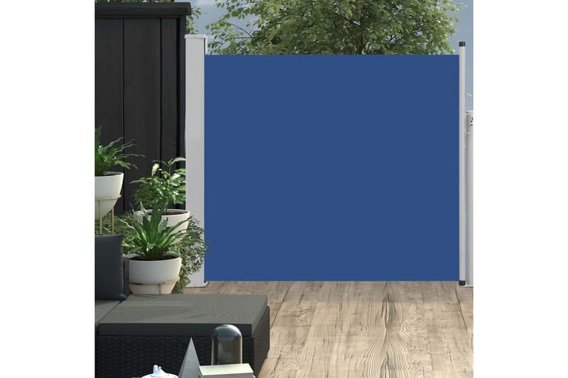 Sammenrullelig Sidemarkise Til Terrassen 100 X 300 cm Blå - Blå - Balkonmarkise - Markiser - Sidemarkise - Altanafskærmning