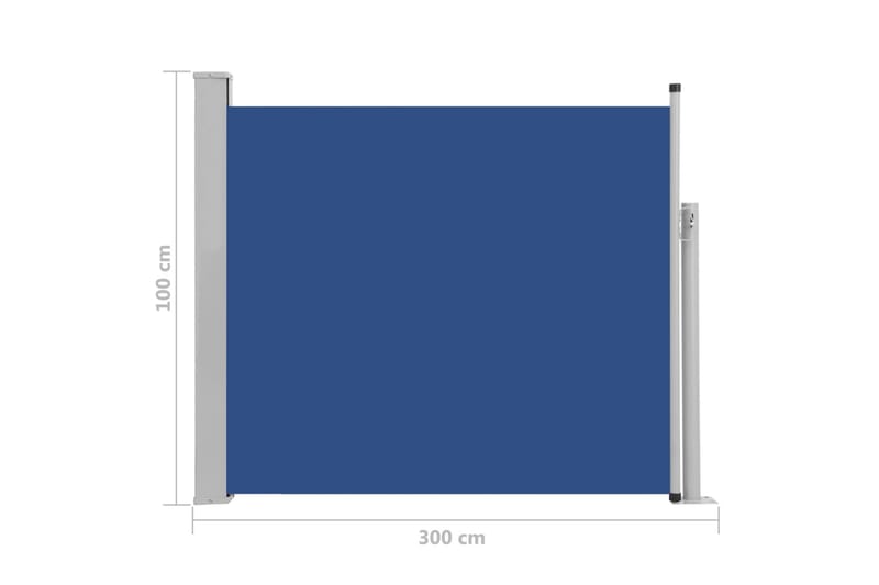 Sammenrullelig Sidemarkise Til Terrassen 100 X 300 cm Blå - Blå - Balkonmarkise - Markiser - Sidemarkise - Altanafskærmning