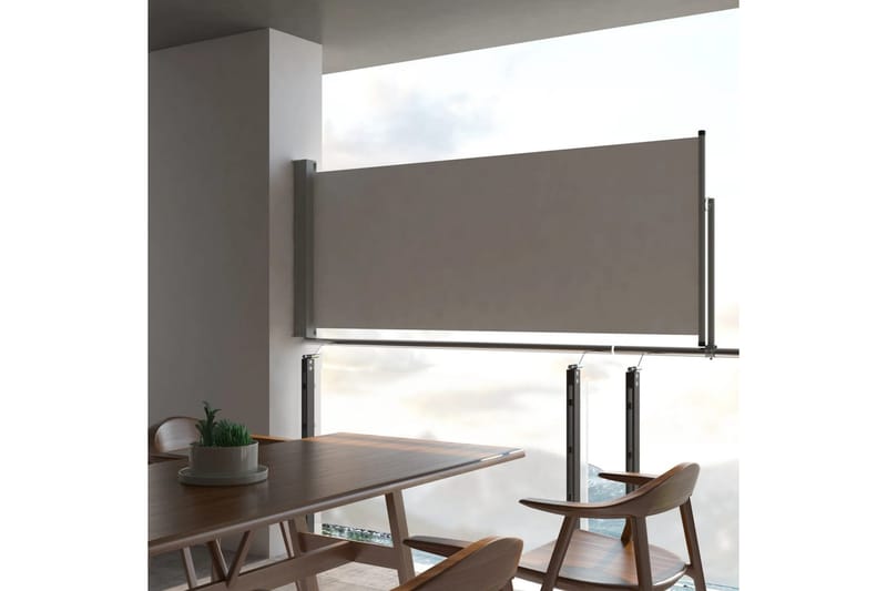 Sammenrullelig Sidemarkise Til Terrassen 100 X 300 Cm Grå - Grå - Havemøbler - Solafskærmning - Markiser - Balkonmarkise