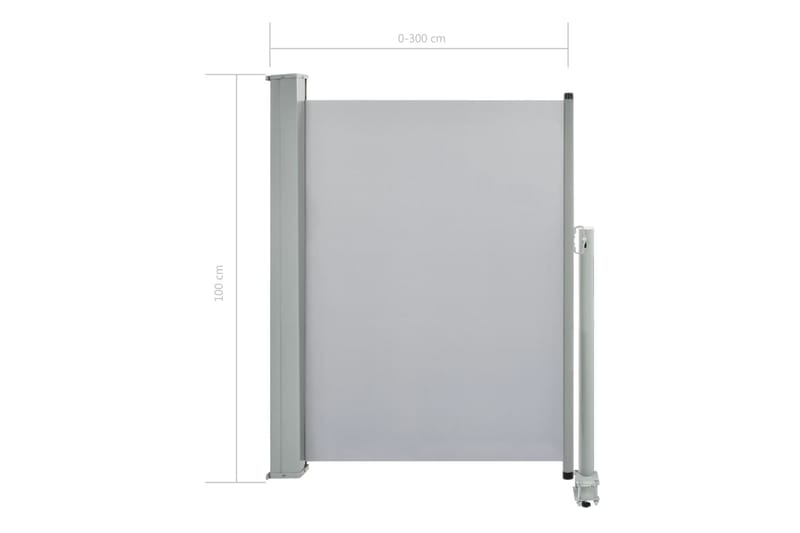 Sammenrullelig Sidemarkise Til Terrassen 100 X 300 Cm Grå - Grå - Havemøbler - Solafskærmning - Markiser - Balkonmarkise
