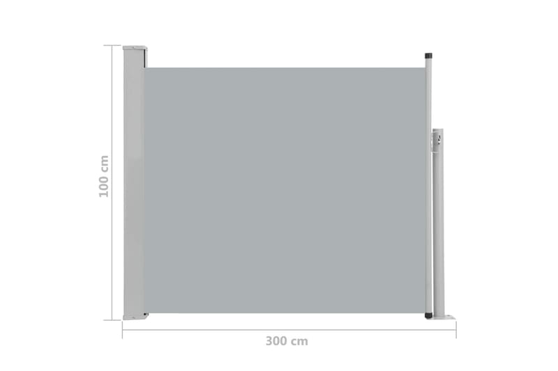 Sammenrullelig Sidemarkise Til Terrassen 100 X 300 cm Grå - Grå - Balkonmarkise - Markiser - Sidemarkise - Altanafskærmning