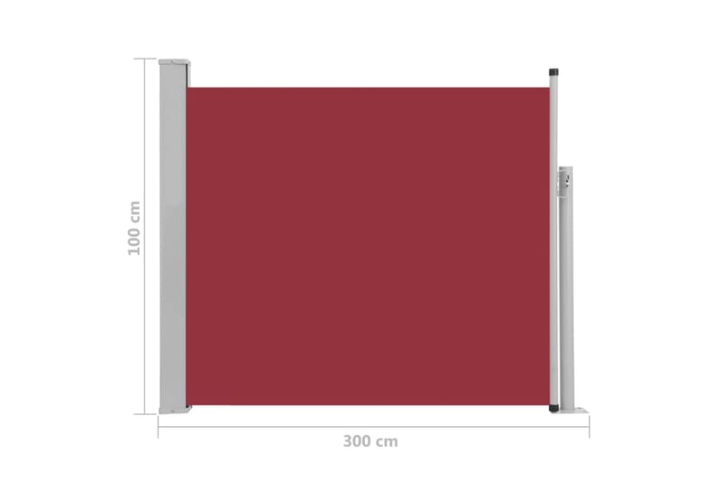 Sammenrullelig Sidemarkise Til Terrassen 100 X 300 cm Rød - Rød - Havemøbler - Solafskærmning - Markiser - Balkonmarkise
