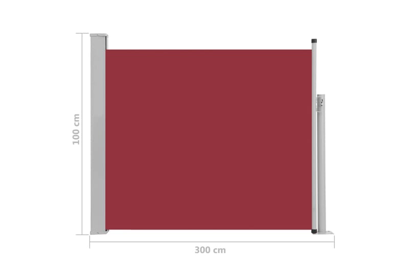 Sammenrullelig Sidemarkise Til Terrassen 100 X 300 cm Rød - Rød - Balkonmarkise - Markiser - Sidemarkise - Altanafskærmning