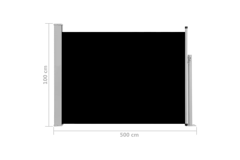 Sammenrullelig Sidemarkise Til Terrassen 100 x 500 cm Sort - Sort - Havemøbler - Solafskærmning - Markiser - Balkonmarkise