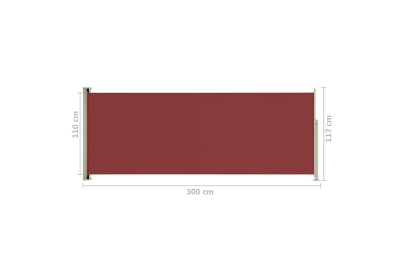 sammenrullelig sidemarkise til terrassen 117x300 cm rød - Rød - Balkonmarkise - Markiser - Sidemarkise - Altanafskærmning