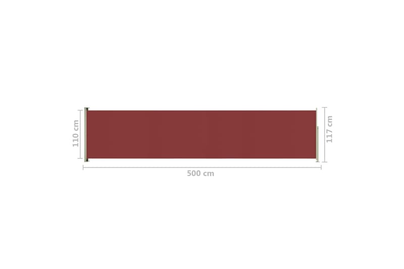 sammenrullelig sidemarkise til terrassen 117x500 cm rød - Rød - Balkonmarkise - Markiser - Sidemarkise - Altanafskærmning