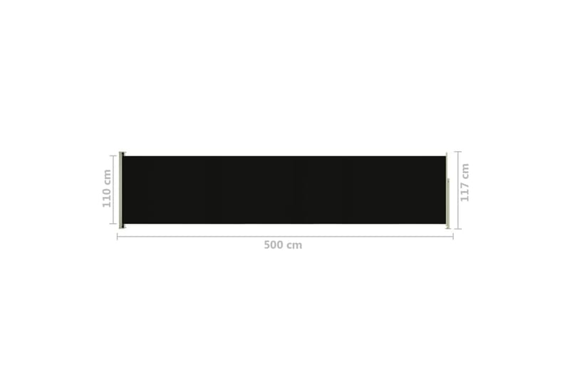 sammenrullelig sidemarkise til terrassen 117x500 cm sort - Sort - Balkonmarkise - Markiser - Sidemarkise - Altanafskærmning