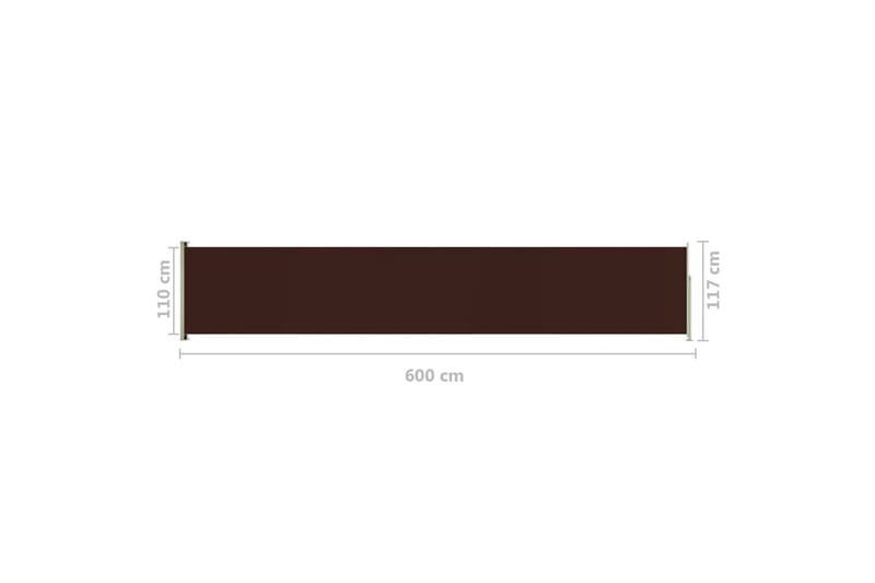 sammenrullelig sidemarkise til terrassen 117x600 cm brun - Brun - Balkonmarkise - Markiser - Sidemarkise - Altanafskærmning