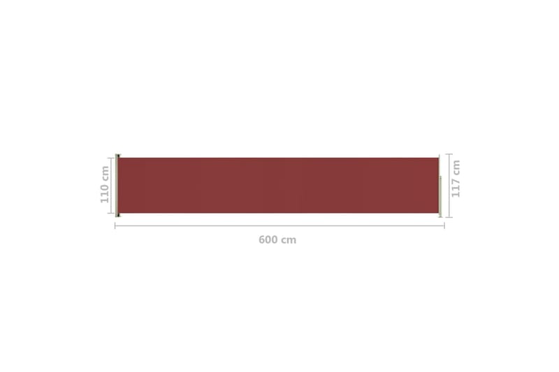 sammenrullelig sidemarkise til terrassen 117x600 cm rød - Rød - Balkonmarkise - Markiser - Sidemarkise - Altanafskærmning