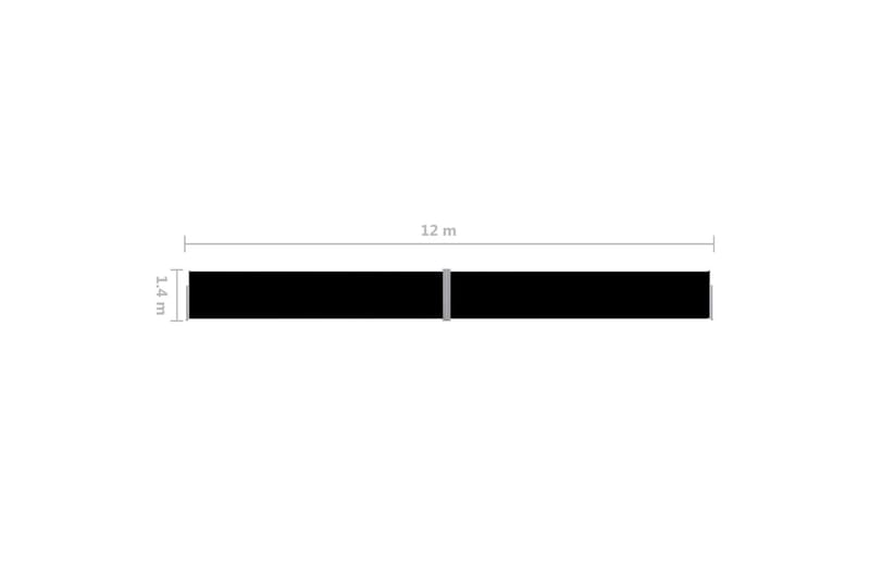 sammenrullelig sidemarkise til terrassen 140x1200 cm sort - Sort - Balkonmarkise - Markiser - Sidemarkise - Altanafskærmning