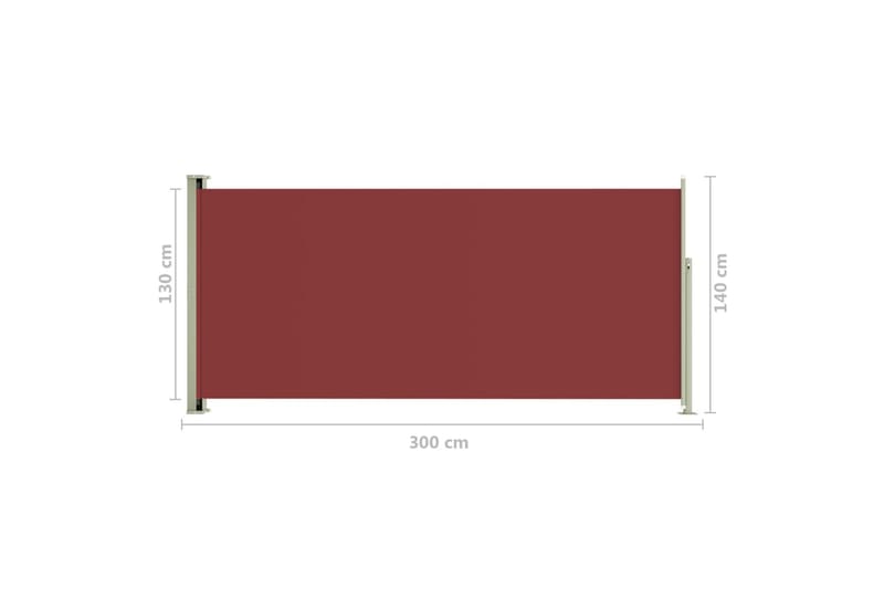sammenrullelig sidemarkise til terrassen 140x300 cm rød - Rød - Balkonmarkise - Markiser - Sidemarkise - Altanafskærmning
