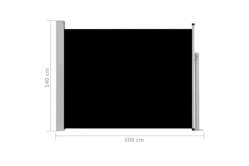 sammenrullelig sidemarkise til terrassen 140x500 cm sort - Sort - Balkonmarkise - Markiser - Sidemarkise - Altanafskærmning
