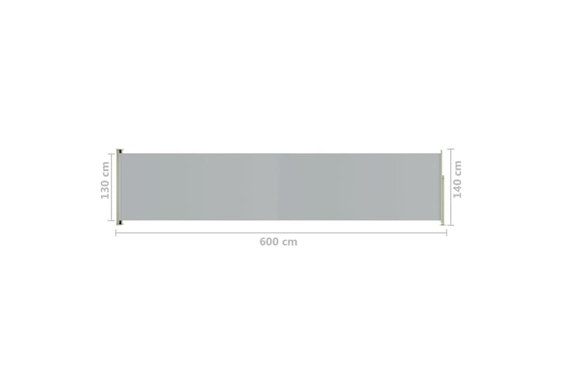 sammenrullelig sidemarkise til terrassen 140x600 cm grå - Grå - Balkonmarkise - Markiser - Sidemarkise - Altanafskærmning