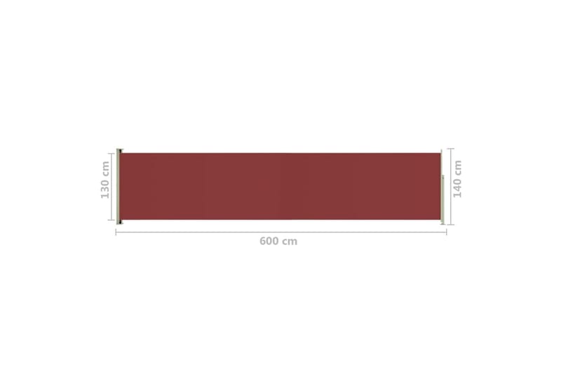 sammenrullelig sidemarkise til terrassen 140x600 cm rød - Rød - Balkonmarkise - Markiser - Sidemarkise - Altanafskærmning