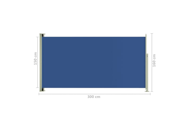 sammenrullelig sidemarkise til terrassen 160 x 300 cm blå - Blå - Balkonmarkise - Markiser - Sidemarkise - Altanafskærmning