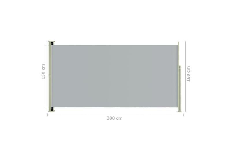 sammenrullelig sidemarkise til terrassen 160 x 300 cm grå - Grå - Balkonmarkise - Markiser - Sidemarkise - Altanafskærmning