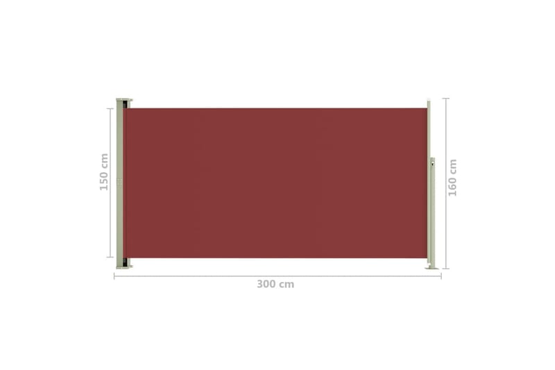 sammenrullelig sidemarkise til terrassen 160 x 300 cm rød - Rød - Balkonmarkise - Markiser - Sidemarkise - Altanafskærmning