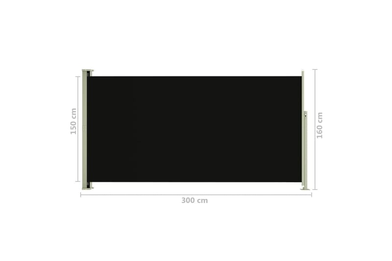 sammenrullelig sidemarkise til terrassen 160 x 300 cm sort - Sort - Balkonmarkise - Markiser - Sidemarkise - Altanafskærmning