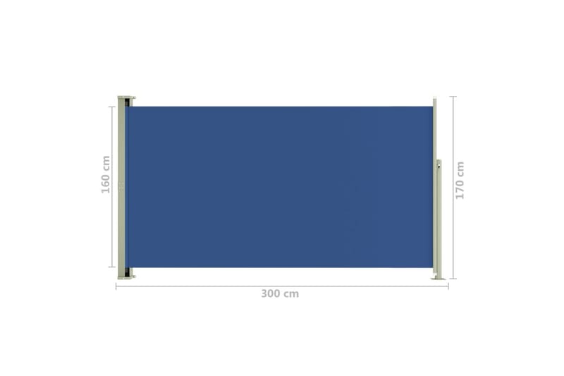sammenrullelig sidemarkise til terrassen 170 x 300 cm blå - Blå - Balkonmarkise - Markiser - Sidemarkise - Altanafskærmning