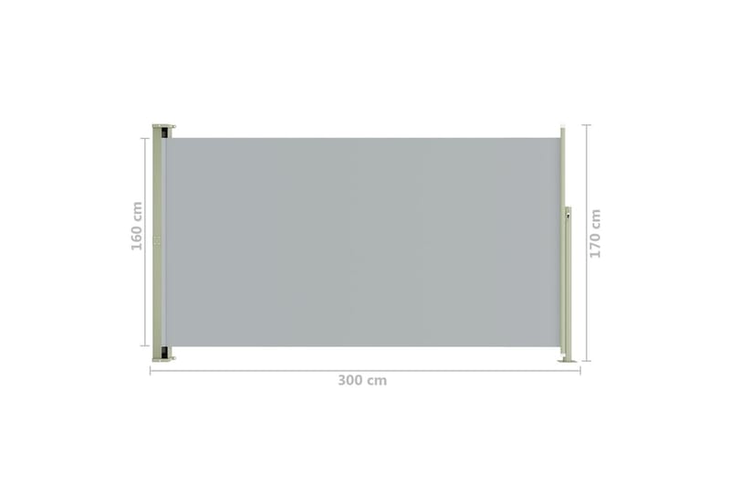 sammenrullelig sidemarkise til terrassen 170 x 300 cm grå - Grå - Balkonmarkise - Markiser - Sidemarkise - Altanafskærmning