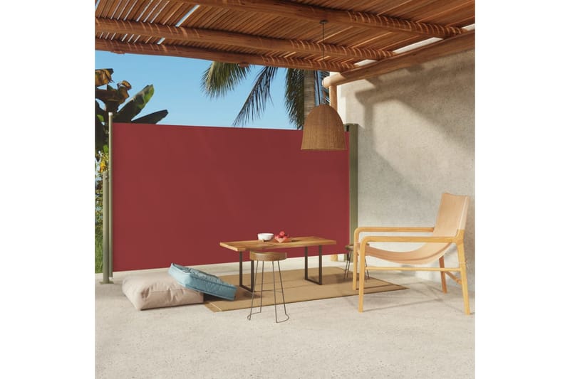 sammenrullelig sidemarkise til terrassen 170 x 300 cm rød - Rød - Balkonmarkise - Markiser - Sidemarkise - Altanafskærmning