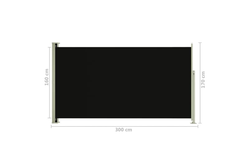 sammenrullelig sidemarkise til terrassen 170 x 300 cm sort - Sort - Balkonmarkise - Markiser - Sidemarkise - Altanafskærmning