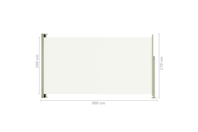 sammenrullelig sidemarkise til terrassen 170x300 cm cremefar - Creme - Balkonmarkise - Markiser - Sidemarkise - Altanafskærmning