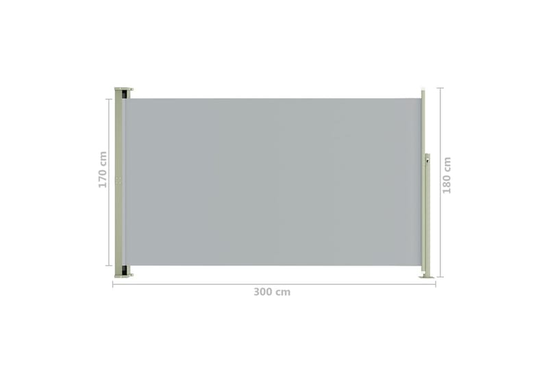 sammenrullelig sidemarkise til terrassen 180x300 cm grå - Grå - Balkonmarkise - Markiser - Sidemarkise - Altanafskærmning