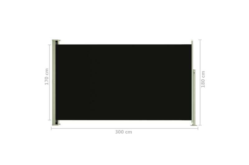 sammenrullelig sidemarkise til terrassen 180x300 cm sort - Sort - Balkonmarkise - Markiser - Sidemarkise - Altanafskærmning