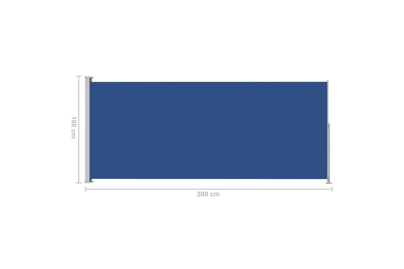 Sammenrullelig Sidemarkise Til Terrassen 180x500 cm Blå - Blå - Balkonmarkise - Markiser - Sidemarkise - Altanafskærmning