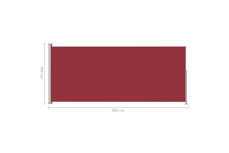 Sammenrullelig Sidemarkise Til Terrassen 180x500 cm Rød - Rød - Balkonmarkise - Markiser - Sidemarkise - Altanafskærmning