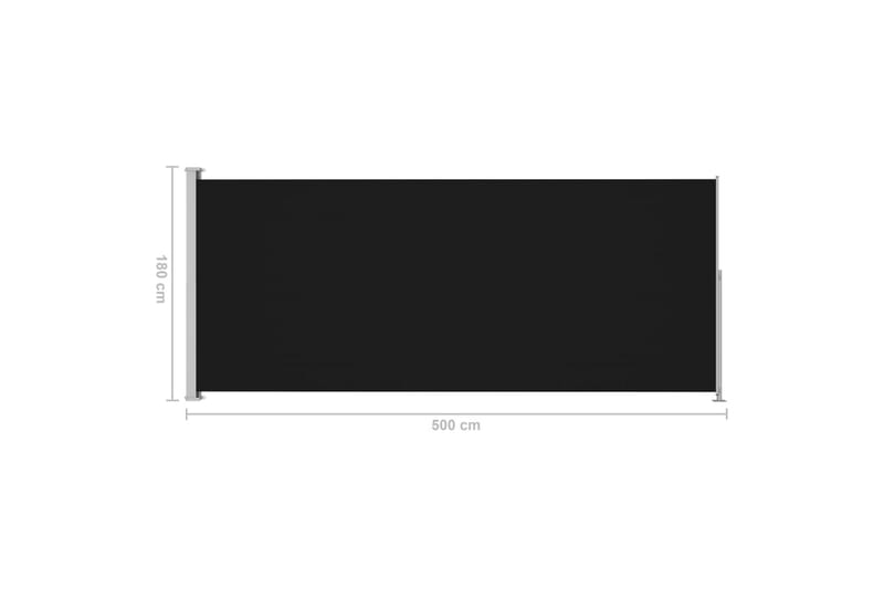Sammenrullelig Sidemarkise Til Terrassen 180x500 cm Sort - Sort - Havemøbler - Solafskærmning - Markiser - Balkonmarkise