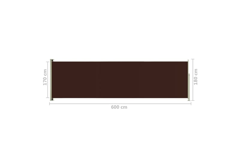 sammenrullelig sidemarkise til terrassen 180x600 cm brun - Brun - Balkonmarkise - Markiser - Sidemarkise - Altanafskærmning